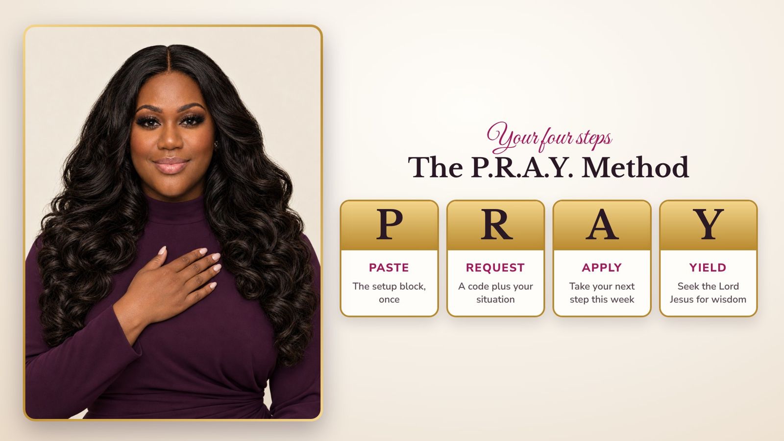The P.R.A.Y. Method: Paste, Request, Apply, Yield (seek the Lord Jesus for wisdom).